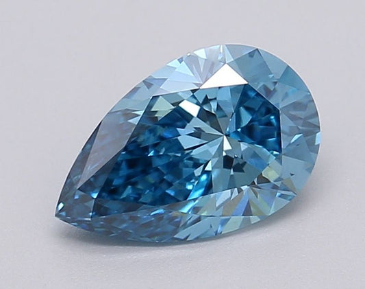 Lab-Grown Pear Diamond - 1.0 Carats, Fancy Vivid Blue Color, VVS2 Clarity - Certified by IGI - Report Number: LG613349412