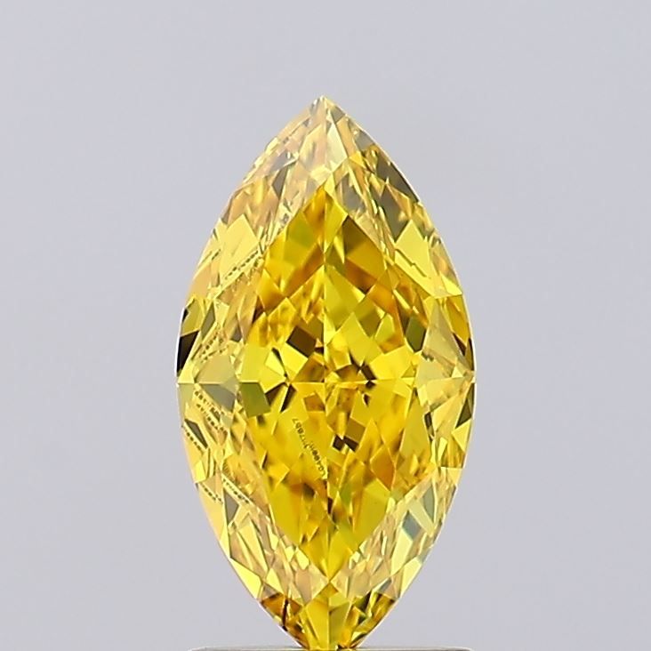 Lab-Grown Marquise Diamond - 1.61 Carats, Fancy Vivid Yellow Color, VVS2 Clarity - Certified by IGI - Report Number: LG499117657