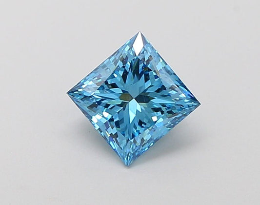 Lab-Grown Princess Diamond - 1.04 Carats, Fancy Vivid Blue Color, VS1 Clarity - Certified by IGI - Report Number: LG664410325