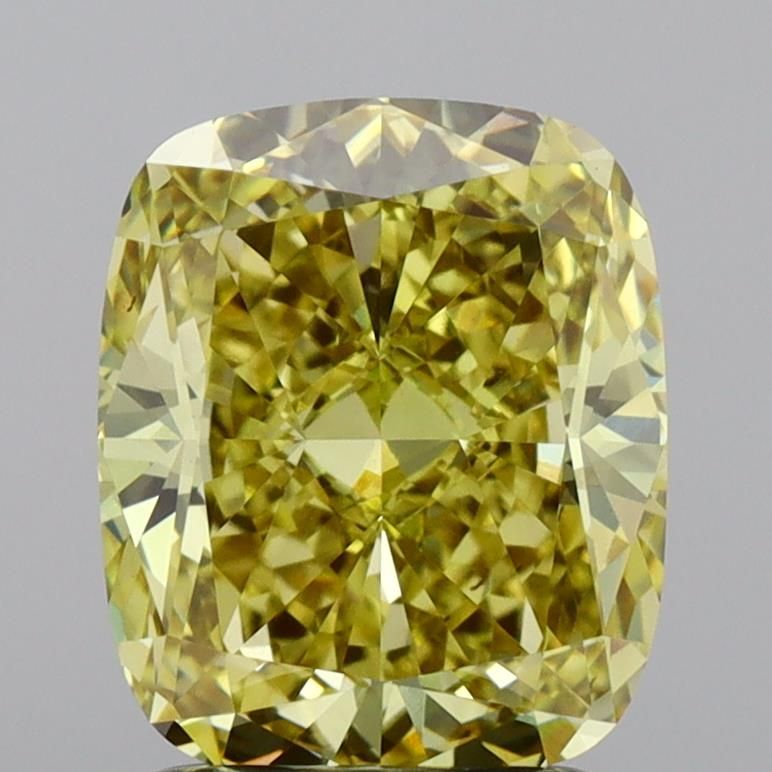 Lab-Grown Cushion Diamond - 2.02 Carats, Fancy Vivid Yellow Color, VVS2 Clarity - Certified by IGI - Report Number: LG686502679