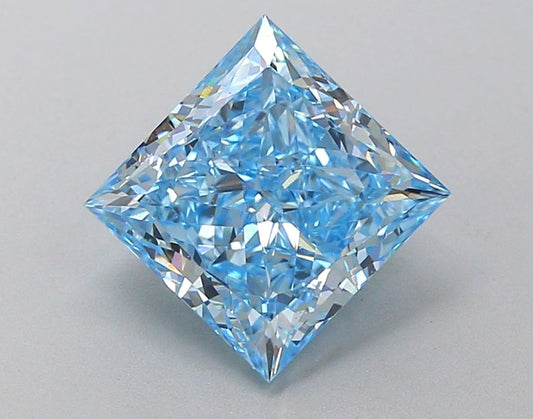 Lab-Grown Princess Diamond - 2.74 Carats, Fancy Intense Blue Color, VS1 Clarity - Certified by IGI - Report Number: LG650485518
