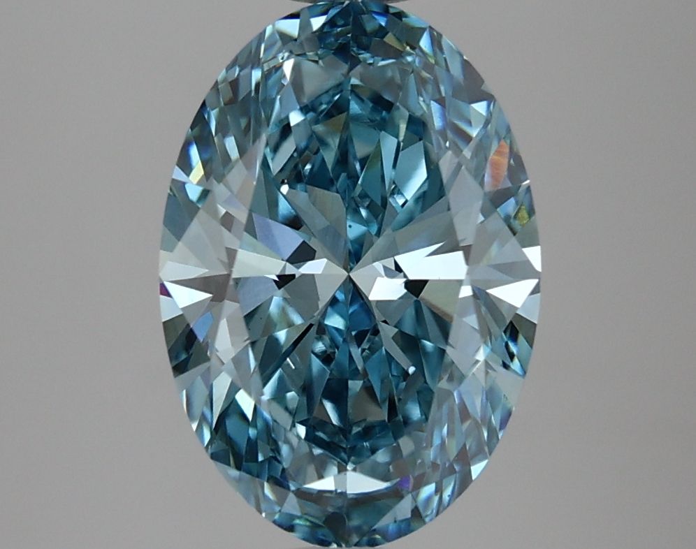 Lab-Grown Oval Diamond - 2.96 Carats, Fancy Vivid Blue Color, VS2 Clarity - Certified by IGI - Report Number: LG633425132