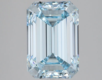 Lab-Grown Emerald Diamond - 3.1 Carats, Fancy Blue Color, VVS2 Clarity - Certified by IGI - Report Number: LG680534795