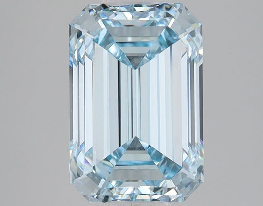 Lab-Grown Emerald Diamond - 3.1 Carats, Fancy Blue Color, VVS2 Clarity - Certified by IGI - Report Number: LG680534795