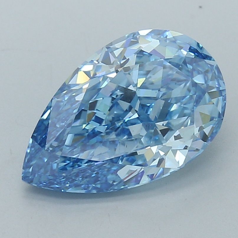 Lab-Grown Pear Diamond - 5.02 Carats, Fancy Vivid Blue Color, VS1 Clarity - Certified by IGI - Report Number: LG668406999
