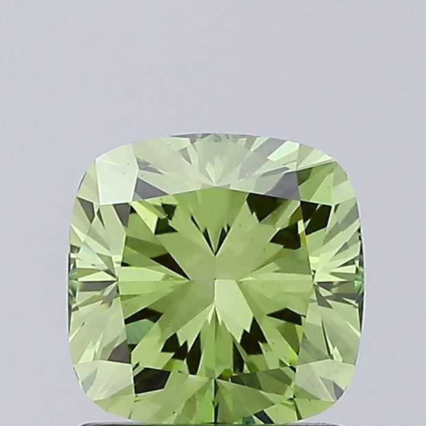 Lab-Grown Cushion Diamond - 1.01 Carats, Fancy Vivid Green Color, VS1 Clarity - Certified by IGI - Report Number: LG669482414