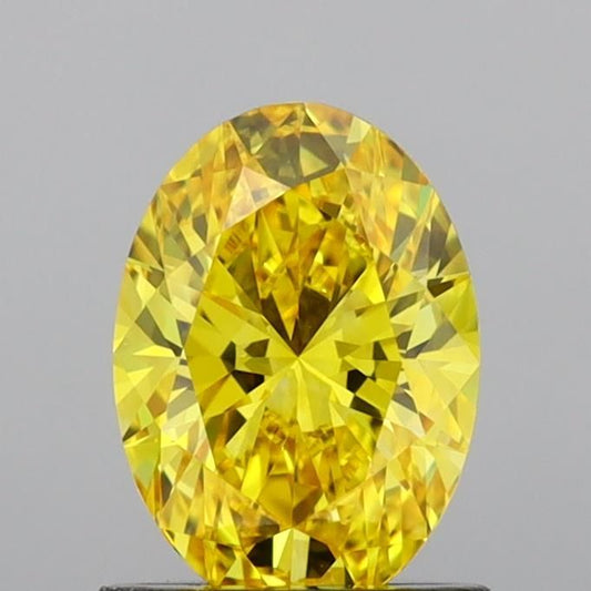 Lab-Grown Oval Diamond - 1.0 Carats, Fancy Vivid Yellow Color, VVS2 Clarity - Certified by IGI - Report Number: LG691539982
