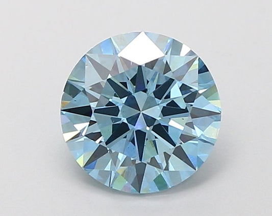 Lab-Grown Round Diamond - 2.01 Carats, Fancy Vivid Blue Color, VS1 Clarity - Certified by IGI - Report Number: LG660422335