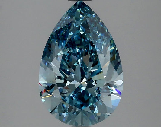 Lab-Grown Pear Diamond - 2.6 Carats, Fancy Vivid Blue Color, VS1 Clarity - Certified by IGI - Report Number: LG621451389