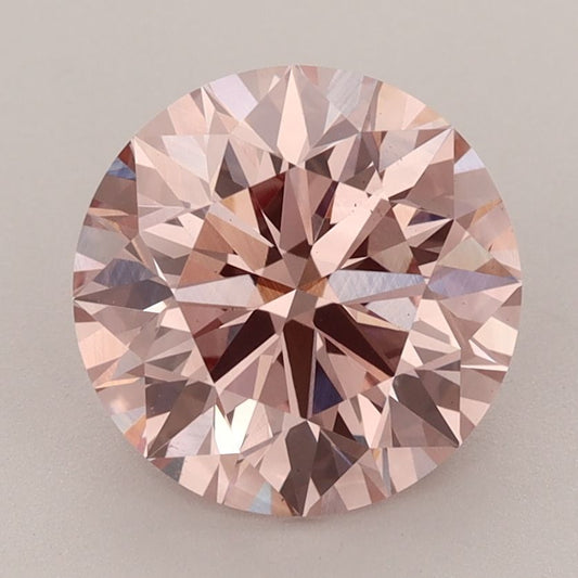 Lab-Grown Round Diamond - 3.01 Carats, Fancy Vivid Brownish Pink Color, VS1 Clarity - Certified by IGI - Report Number: 631417914