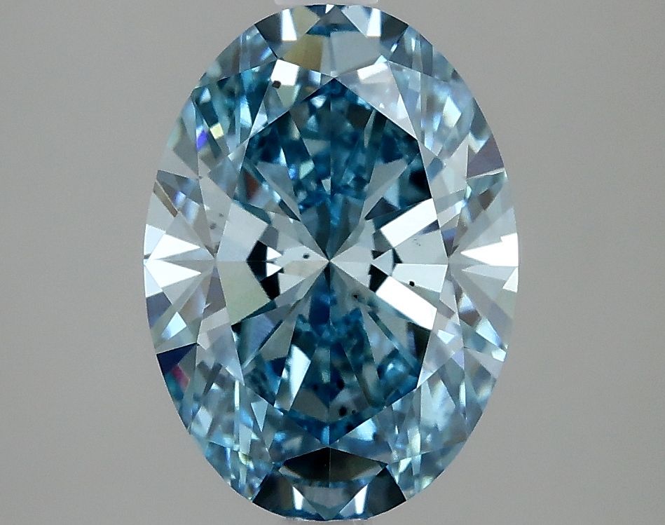 Lab-Grown Oval Diamond - 2.58 Carats, Fancy Vivid Blue Color, VS2 Clarity - Certified by IGI - Report Number: LG636422550