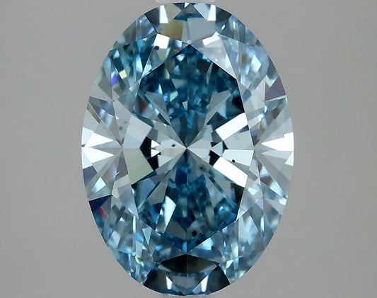 Lab-Grown Oval Diamond - 2.58 Carats, Fancy Vivid Blue Color, VS2 Clarity - Certified by IGI - Report Number: LG636422550