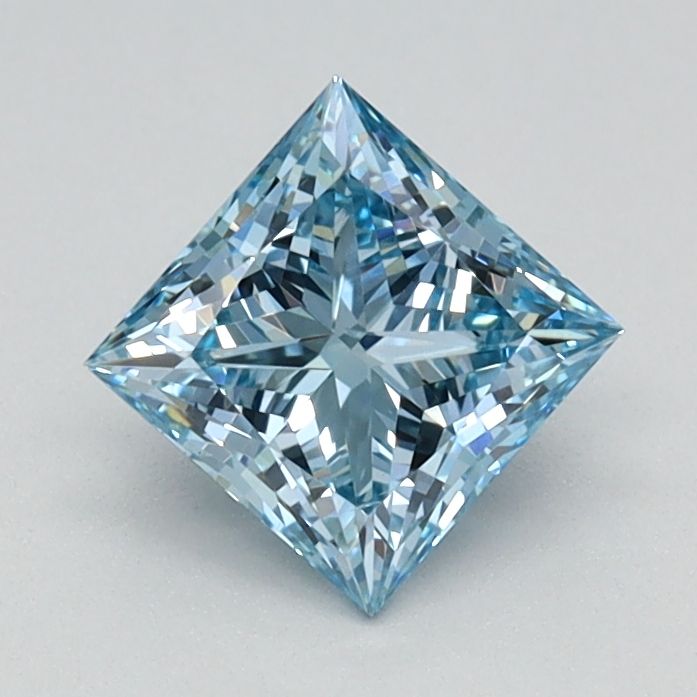 Lab-Grown Princess Diamond - 0.71 Carats, Fancy Intense Blue Color, VS2 Clarity - Certified by IGI - Report Number: LG626424788