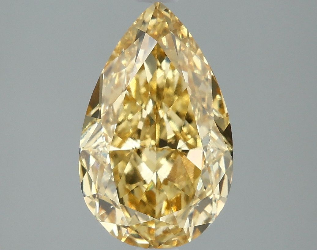 Lab-Grown Pear Diamond - 3.09 Carats, Fancy Vivid Yellow Color, VVS2 Clarity - Certified by IGI - Report Number: LG647494594