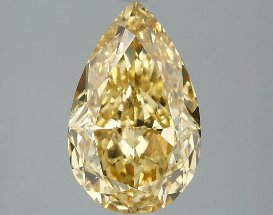 Lab-Grown Pear Diamond - 3.09 Carats, Fancy Vivid Yellow Color, VVS2 Clarity - Certified by IGI - Report Number: LG647494594