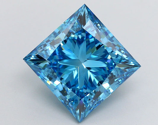 Lab-Grown Princess Diamond - 9.0 Carats, Fancy Vivid Blue Color, SI1 Clarity - Certified by IGI - Report Number: LG649478868