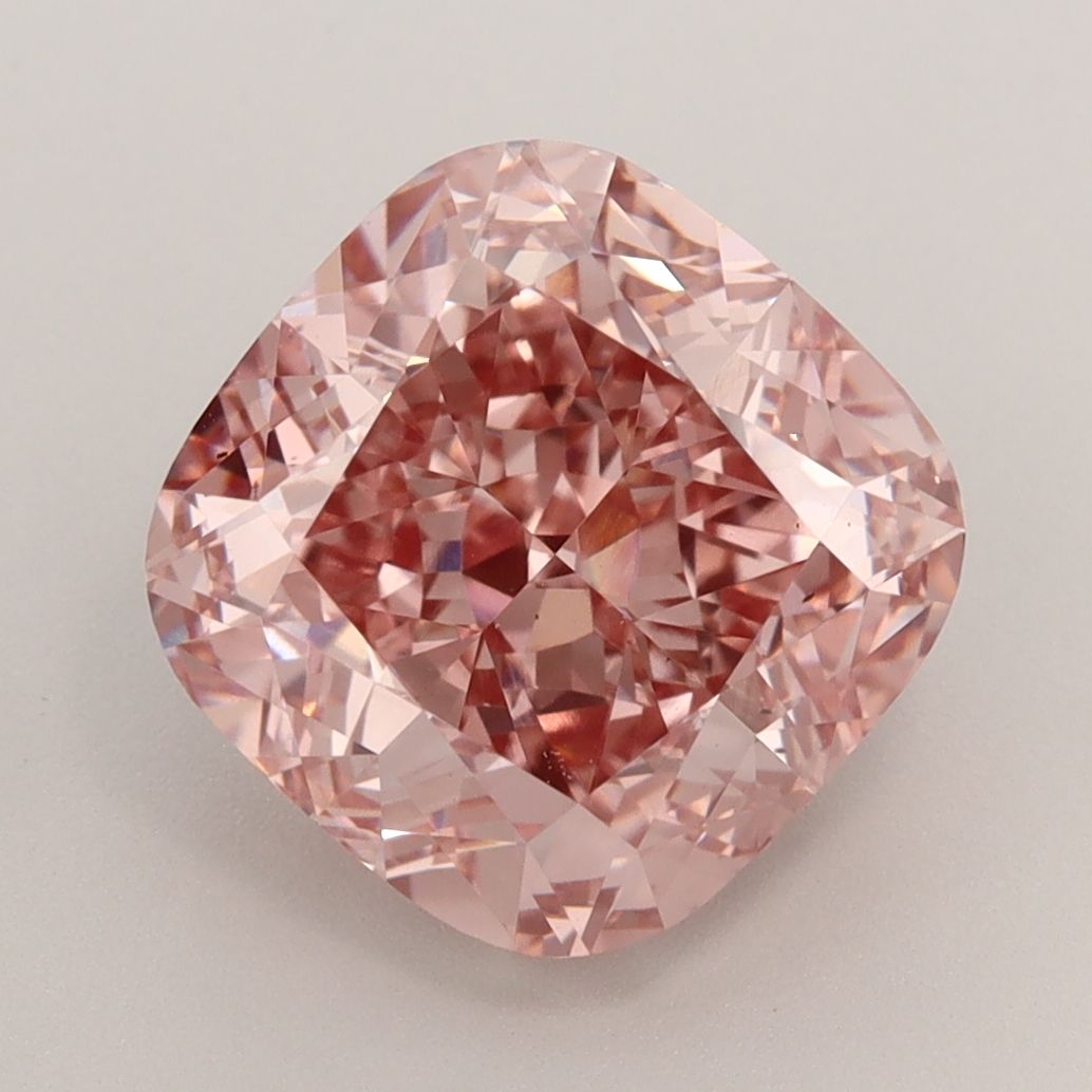 Lab-Grown Cushion Diamond - 4.1 Carats, Fancy Vivid Brownish Pink Color, VS1 Clarity - Certified by IGI - Report Number: LG584352299