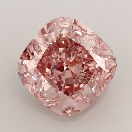 Lab-Grown Cushion Diamond - 4.1 Carats, Fancy Vivid Brownish Pink Color, VS1 Clarity - Certified by IGI - Report Number: LG584352299