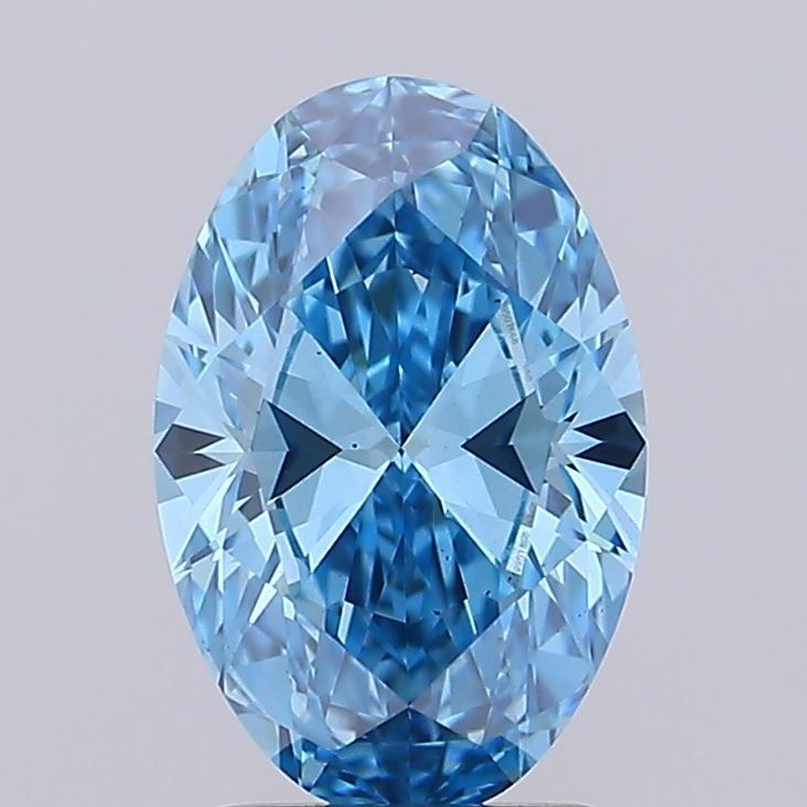 Lab-Grown Oval Diamond - 2.08 Carats, Fancy Vivid Blue Color, VS1 Clarity - Certified by IGI - Report Number: LG689507668