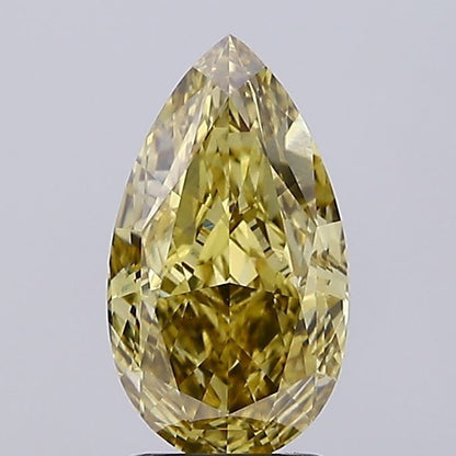 Lab-Grown Pear Diamond - 2.55 Carats, Fancy Intense Gray Yellow Color, VS1 Clarity - Certified by IGI - Report Number: LG634433021