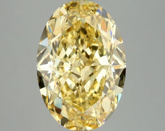 Lab-Grown Oval Diamond - 4.09 Carats, Fancy Vivid Yellow Color, VVS2 Clarity - Certified by IGI - Report Number: LG678527737