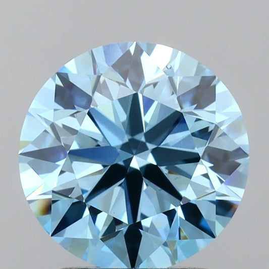 Lab-Grown Round Diamond - 2.05 Carats, Fancy Vivid Blue Color, VS2 Clarity - Certified by IGI - Report Number: LG616419536