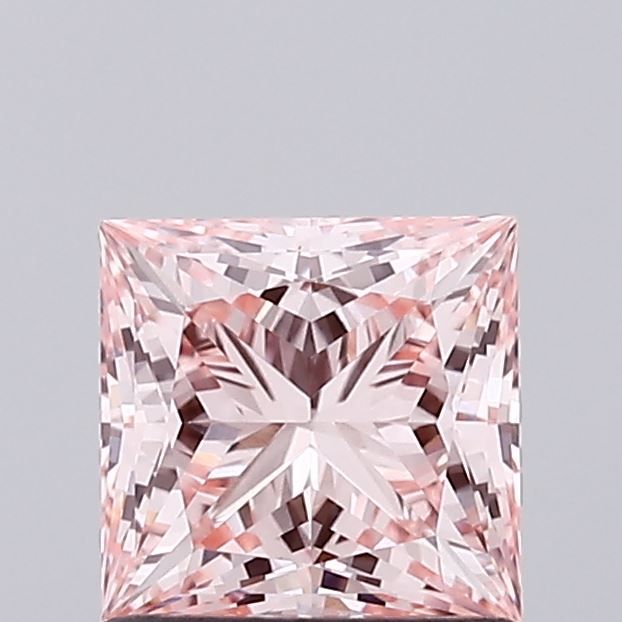 Lab-Grown Princess Diamond - 1.05 Carats, Fancy Intense Pink Color, VS1 Clarity - Certified by IGI - Report Number: LG673423632