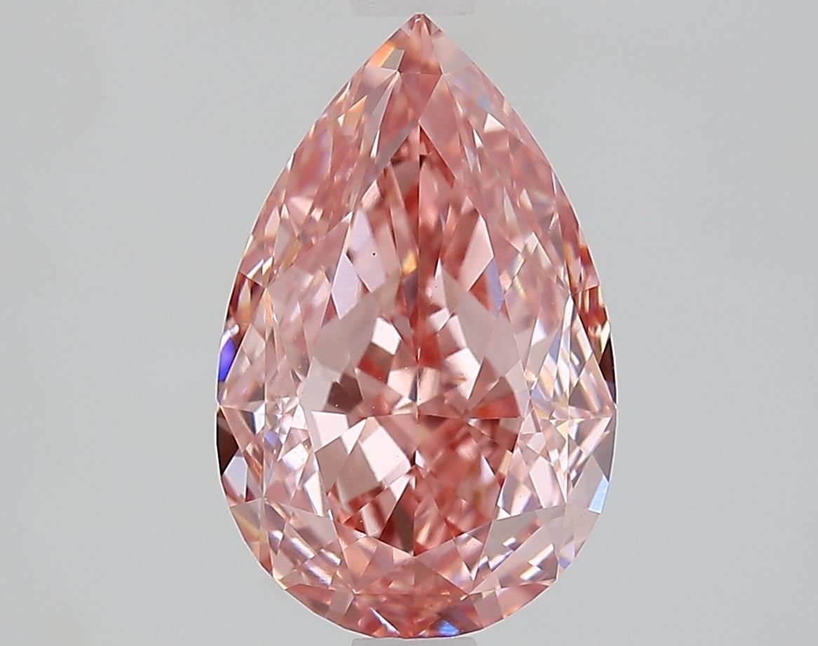 Lab-Grown Pear Diamond - 2.59 Carats, Fancy Vivid Brownish Pink Color, VVS2 Clarity - Certified by IGI - Report Number: LG651496111