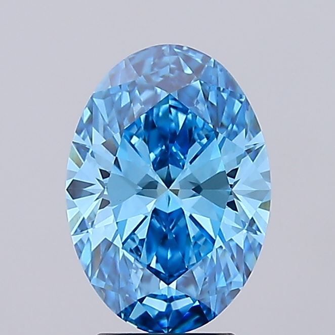 Lab-Grown Oval Diamond - 3.01 Carats, Fancy Vivid Blue Color, VS1 Clarity - Certified by IGI - Report Number: LG689507326
