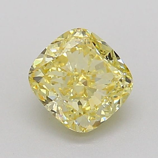 Lab-Grown Cushion Diamond - 1.19 Carats, Fancy Intense Yellow Color, VS2 Clarity - Certified by IGI - Report Number: LG689556527