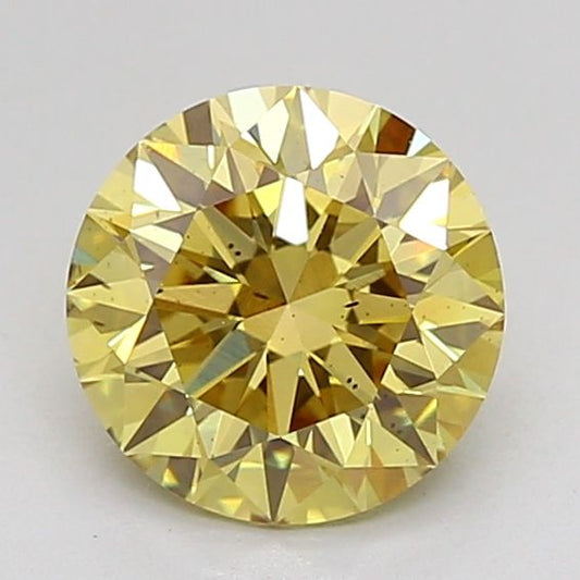 Lab-Grown Round Diamond - 1.5 Carats, Fancy Intense Yellow Color, SI1 Clarity - Certified by IGI - Report Number: LG665421619