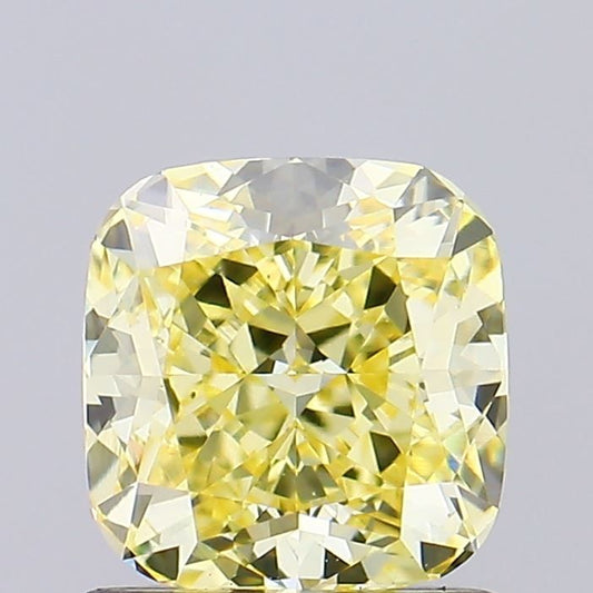 Lab-Grown Cushion Diamond - 1.03 Carats, Fancy Intense Yellow Color, VVS2 Clarity - Certified by IGI - Report Number: LG670448151