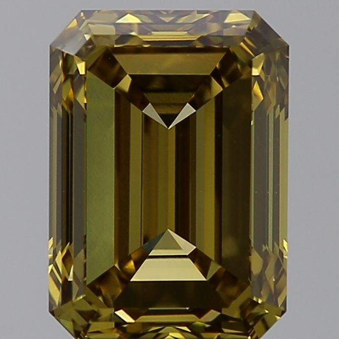 Lab-Grown Emerald Diamond - 3.0 Carats, Fancy Intense Brownish Yellow Color, VVS2 Clarity - Certified by IGI - Report Number: LG585336550