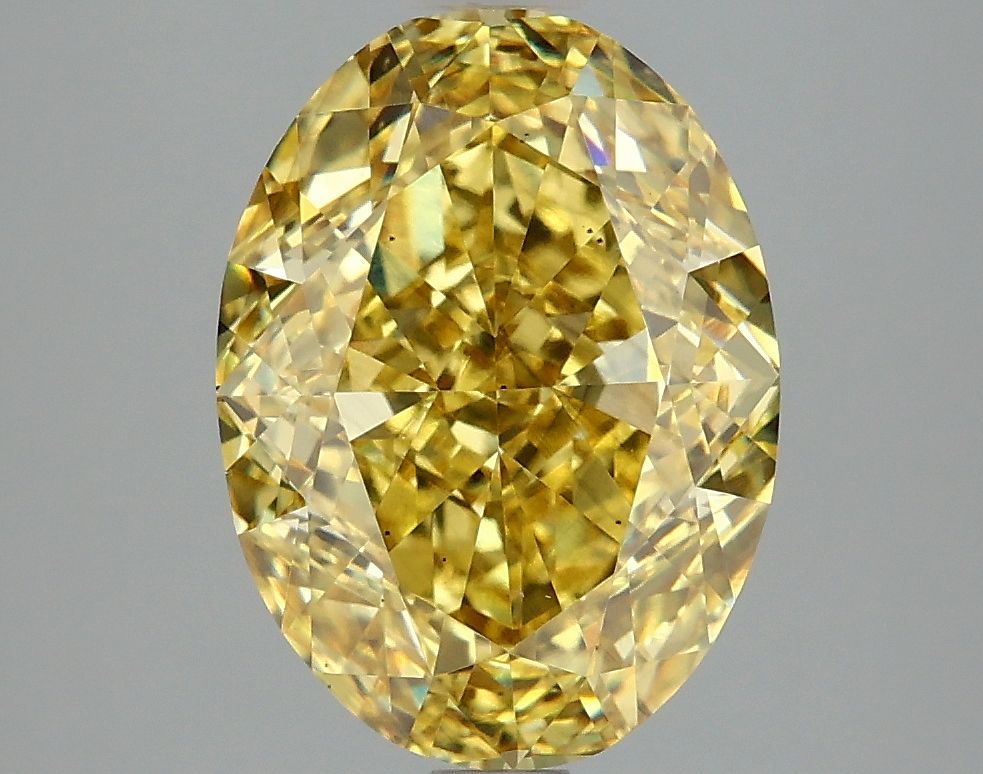 Lab-Grown Oval Diamond - 4.0 Carats, Fancy Vivid Yellow Color, VS2 Clarity - Certified by IGI - Report Number: LG665427519