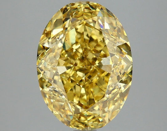 Lab-Grown Oval Diamond - 4.0 Carats, Fancy Vivid Yellow Color, VS2 Clarity - Certified by IGI - Report Number: LG665427519