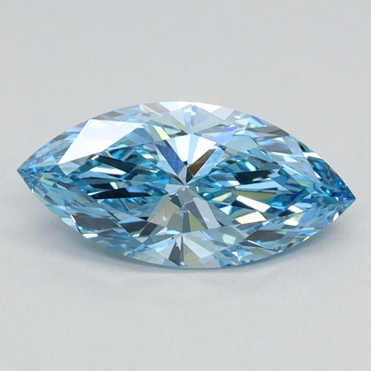 Lab-Grown Marquise Diamond - 0.75 Carats, Fancy Vivid Blue Color, VS1 Clarity - Certified by IGI - Report Number: LG626424598