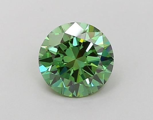 Lab-Grown Round Diamond - 1.6 Carats, Fancy Vivid Green Color, VVS2 Clarity - Certified by IGI - Report Number: LG677571426