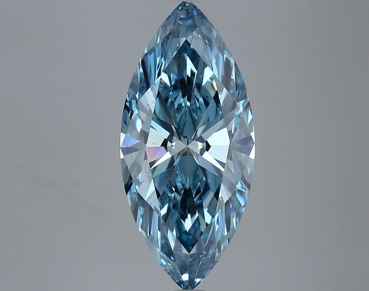 Lab-Grown Marquise Diamond - 4.04 Carats, Fancy Vivid Blue Color, VS1 Clarity - Certified by IGI - Report Number: LG634405675