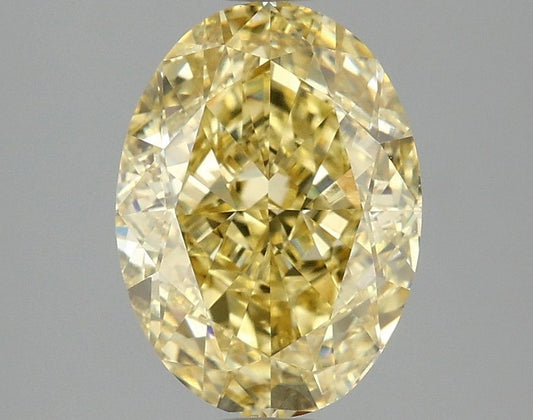 Lab-Grown Oval Diamond - 3.03 Carats, Fancy Vivid Yellow Color, VVS2 Clarity - Certified by IGI - Report Number: LG673401053