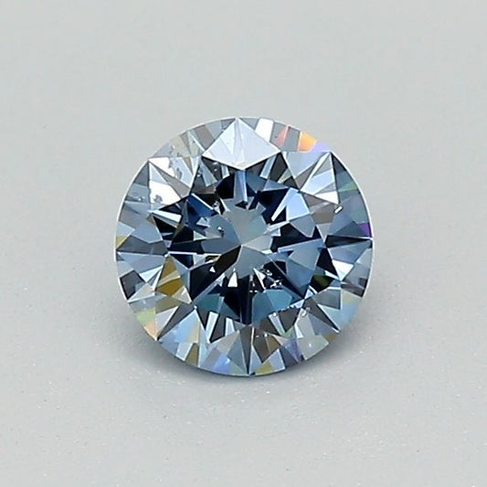 Lab-Grown Round Diamond - 0.37 Carats, Fancy Deep Blue Color, SI2 Clarity - Certified by IGI - Report Number: LG579362396