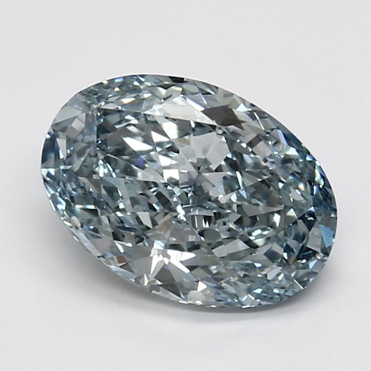 Lab-Grown Oval Diamond - 2.53 Carats, Fancy Vivid Blue Color, VVS2 Clarity - Certified by IGI - Report Number: LG606345070