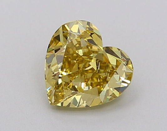 Lab-Grown Heart Diamond - 0.88 Carats, Fancy Intense Yellow Color, VS2 Clarity - Certified by IGI - Report Number: LG633408377