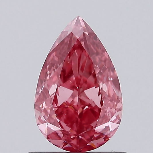 Lab-Grown Pear Diamond - 0.73 Carats, Fancy Vivid Pink Color, VS1 Clarity - Certified by IGI - Report Number: LG633404190