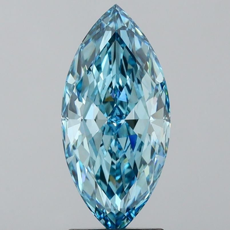 Lab-Grown Marquise Diamond - 2.57 Carats, Fancy Vivid Blue Color, VS1 Clarity - Certified by IGI - Report Number: LG606349314