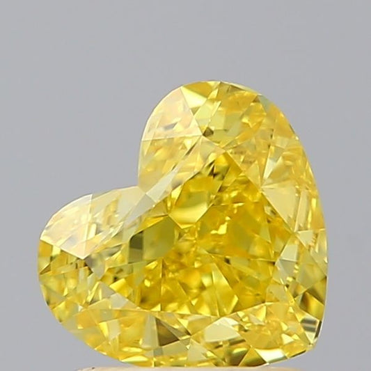 Lab-Grown Heart Diamond - 1.3 Carats, Fancy Vivid Yellow Color, VS1 Clarity - Certified by IGI - Report Number: LG650491417