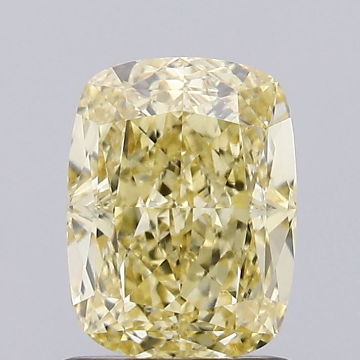Lab-Grown Cushion Diamond - 1.25 Carats, Fancy Yellow Color, VS2 Clarity - Certified by IGI - Report Number: LG636496602