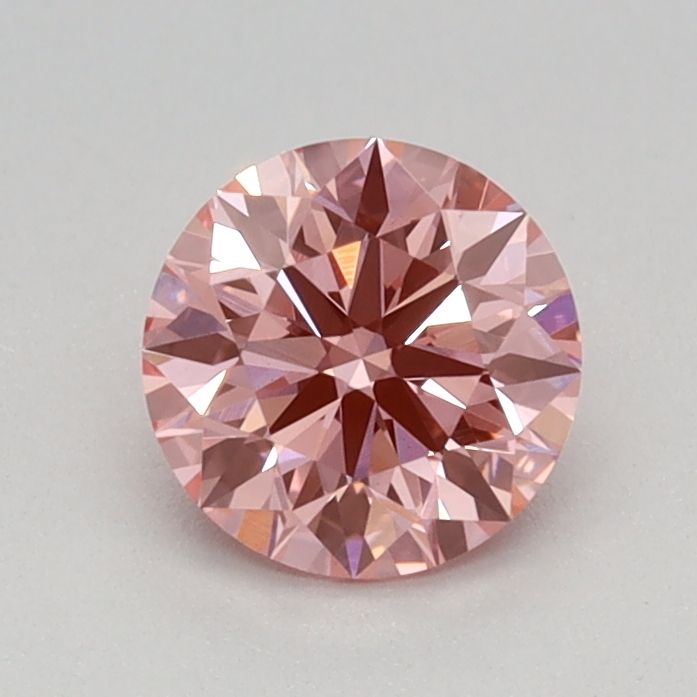 Lab-Grown Round Diamond - 0.56 Carats, Fancy Vivid Pink Color, VS1 Clarity - Certified by IGI - Report Number: LG674552670