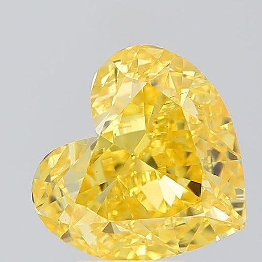 Lab-Grown Heart Diamond - 4.09 Carats, Fancy Vivid Yellow Color, VS2 Clarity - Certified by IGI - Report Number: LG671418145