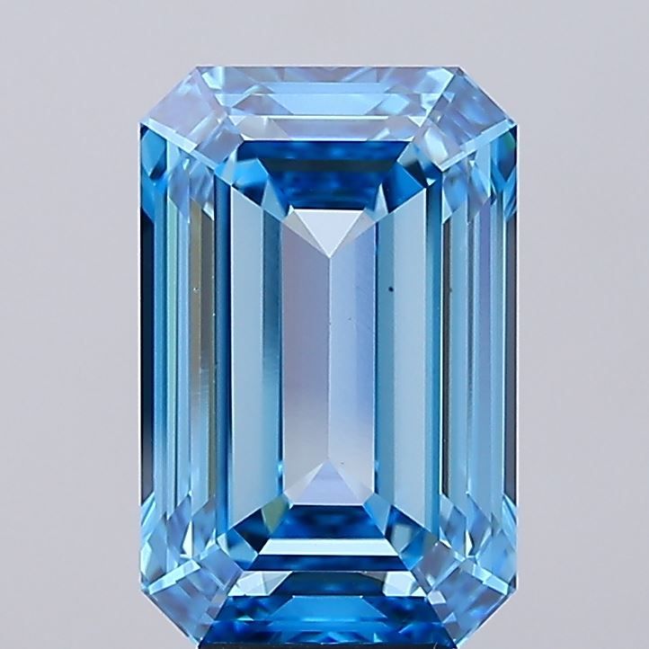 Lab-Grown Emerald Diamond - 7.03 Carats, Fancy Vivid Blue Color, VS1 Clarity - Certified by IGI - Report Number: LG673429764