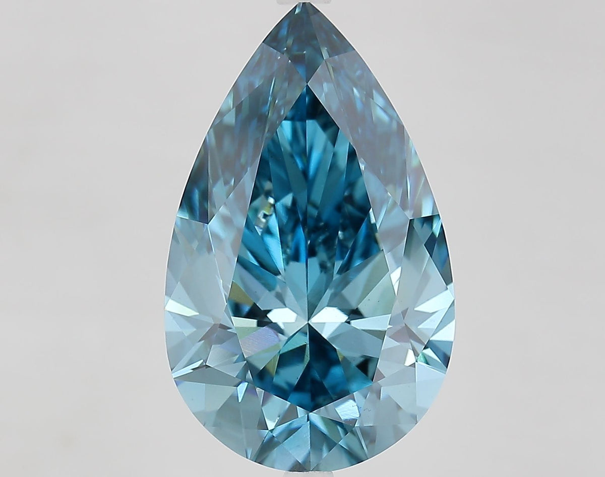 Lab-Grown Pear Diamond - 8.23 Carats, Fancy Vivid Blue Color, VS1 Clarity - Certified by IGI - Report Number: LG683582278
